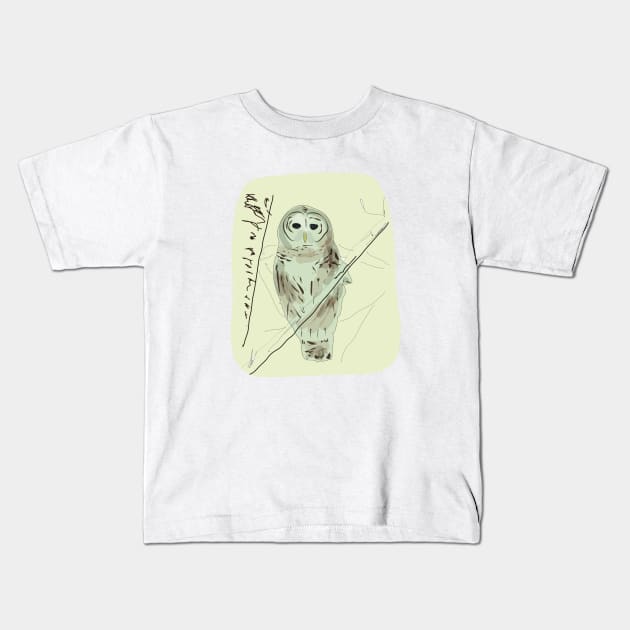 Owl drawing Kids T-Shirt by dddesign